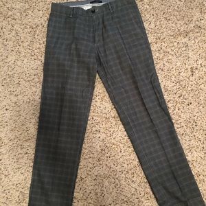 Slim fit plaid slacks.